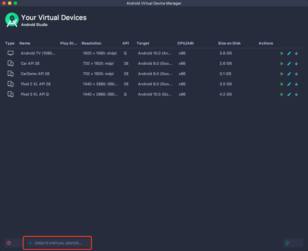 Create Virtual Device