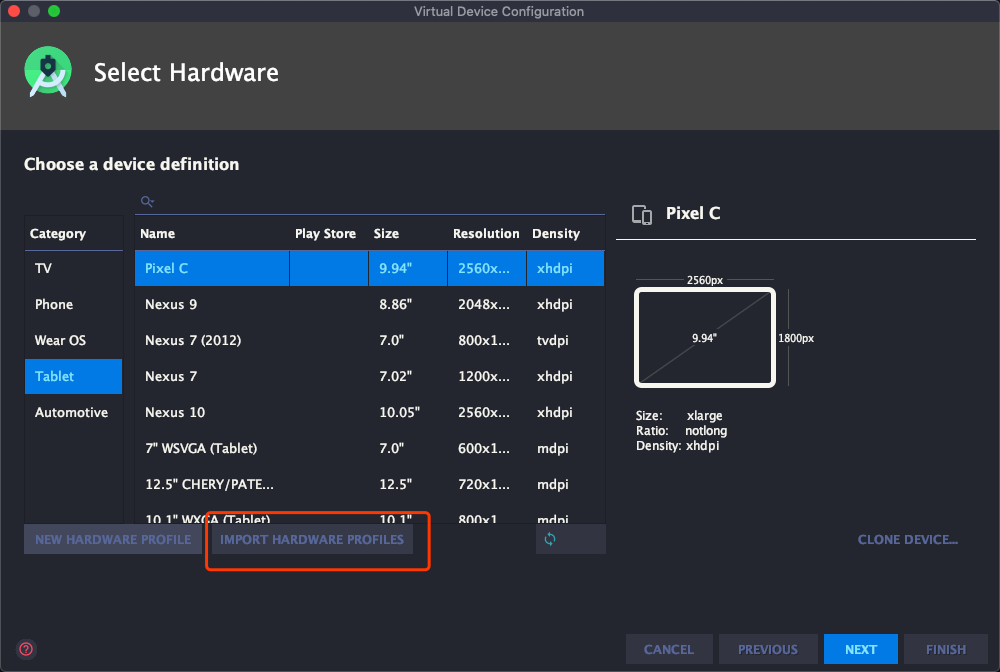 Import Hardware Profile